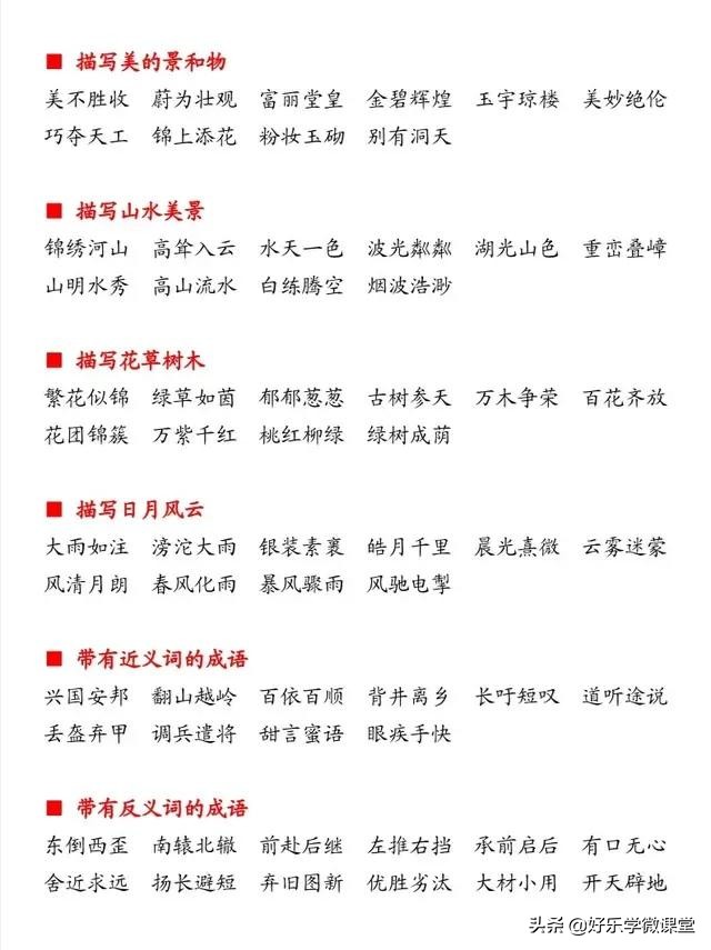 想要作文得高分？多用4个字，58种成语分类值得收藏