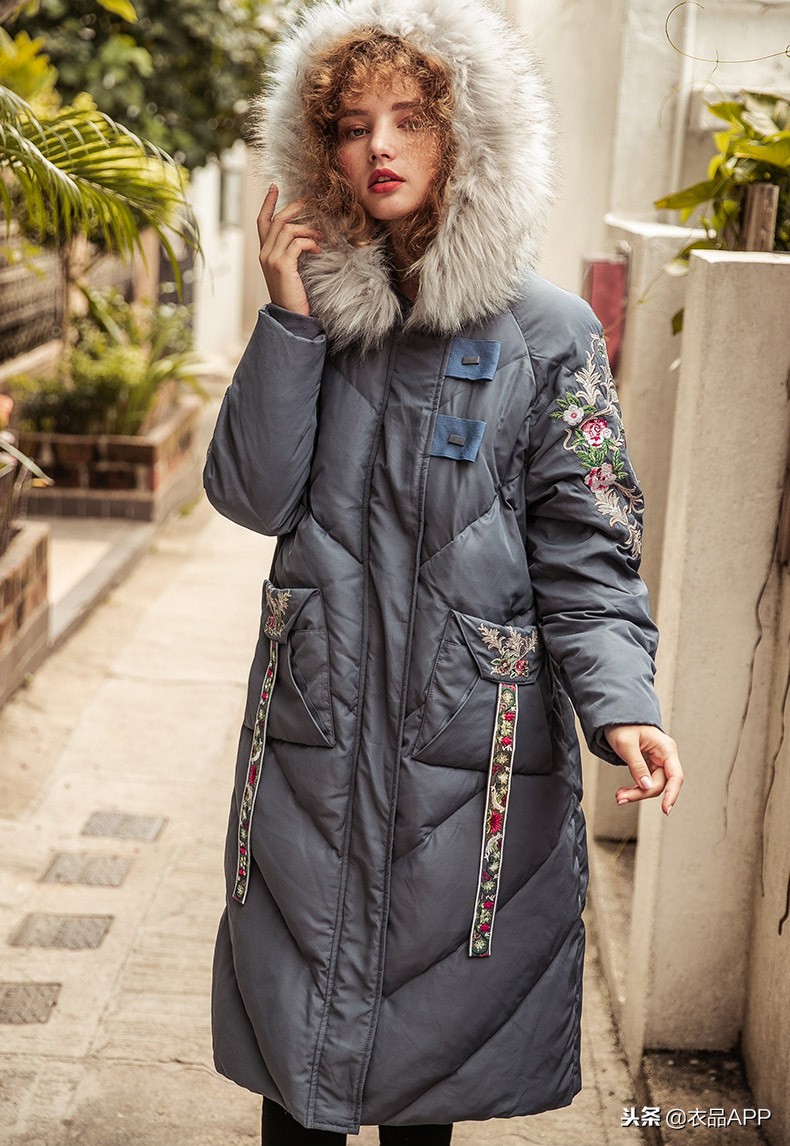 民族风刺绣绣花女装绣花羽绒服女中长款新民族风