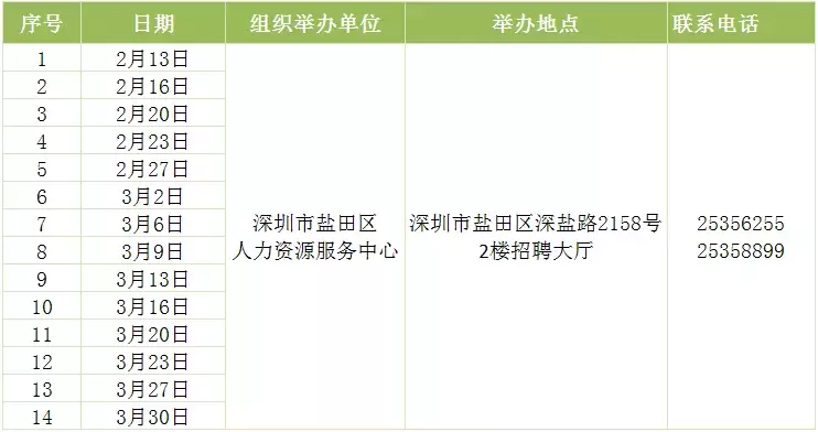 深圳福永和平招聘信息（306场招聘会）