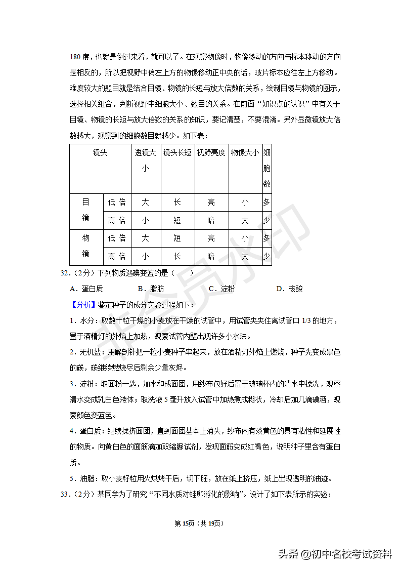 2020中考生物——2019年江苏省泰州中考生物试卷（含答案及解析）
