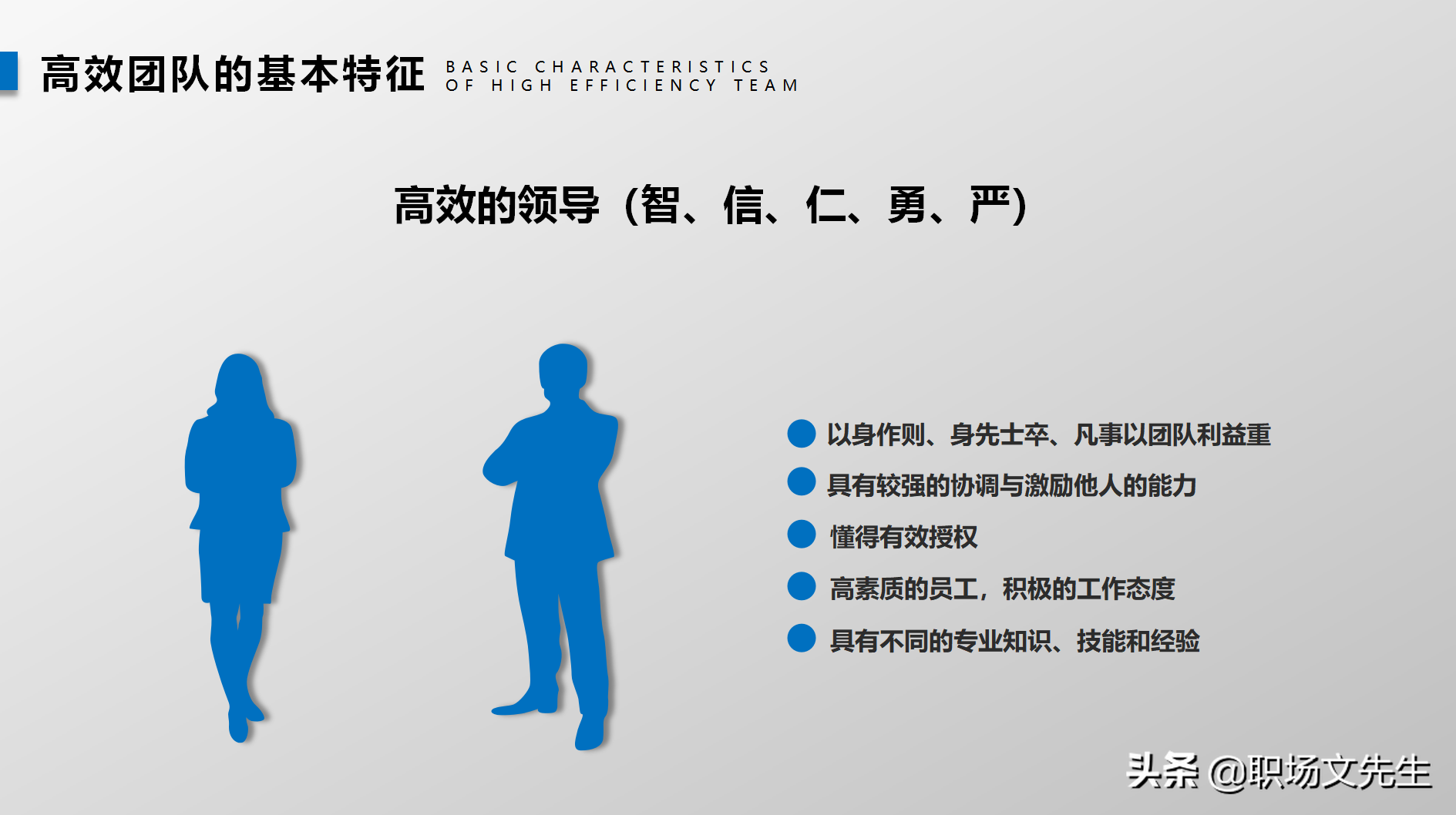 高效的领导（智、信、仁、勇、严），34页团队建设与管理培训分享