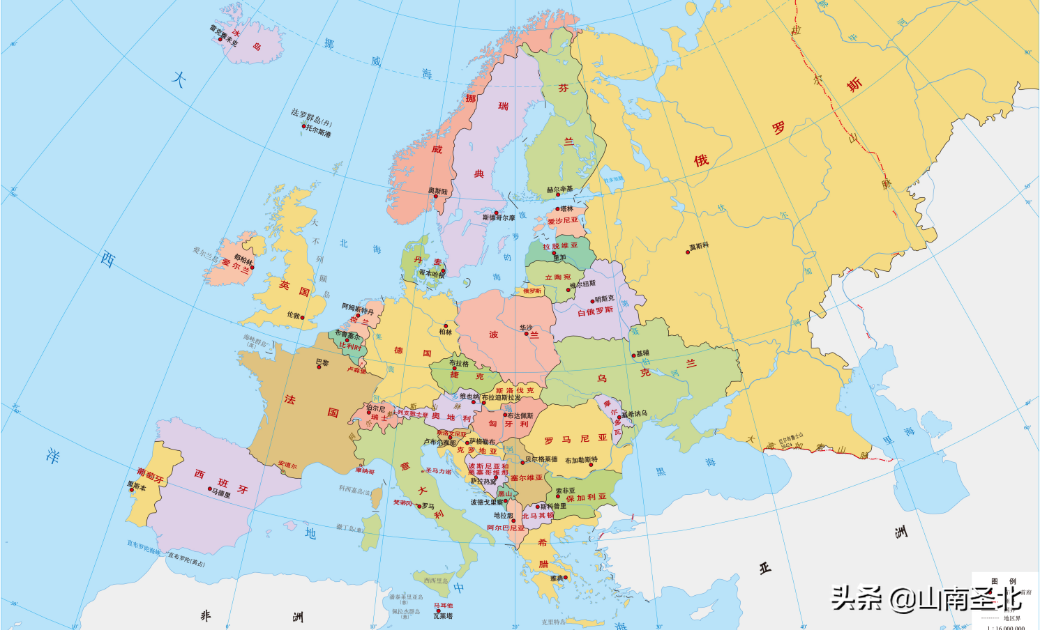 欧洲地图中文版 放大图片