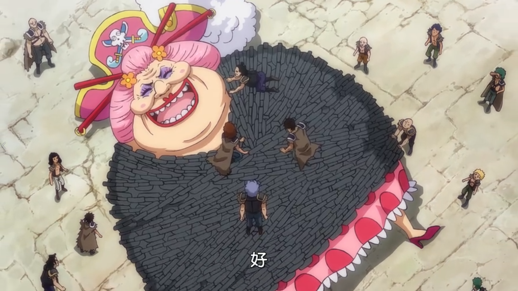 海贼王947集:大妈被捆成"大闸蟹",乔巴化身"女装大佬"