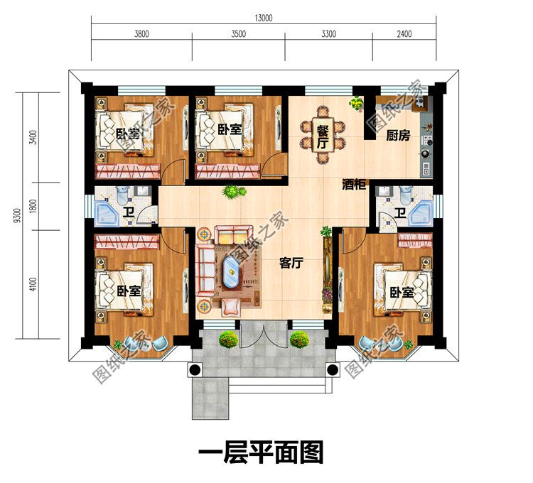 这四款农村四室两厅平房设计平面图,平房建好了真是舒服又气派