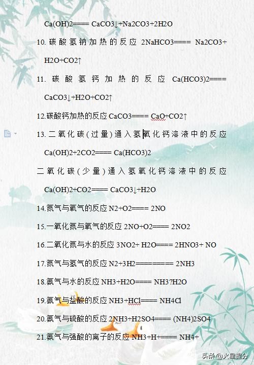 暑假必备：高一至高三化学方程式总结，背熟了，回回“拿”高分