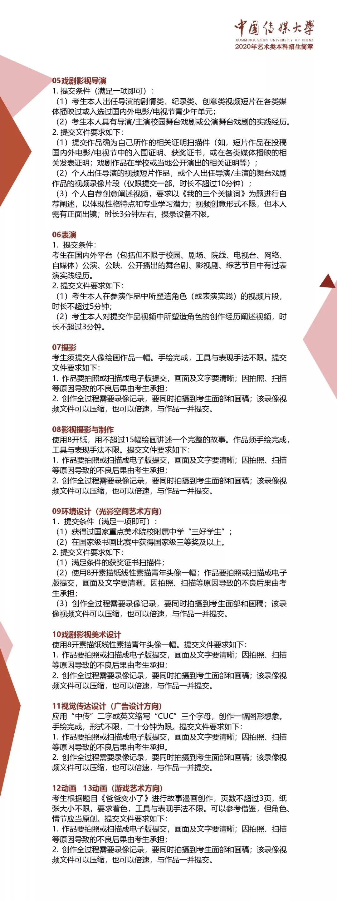 重磅发布！中国传媒大学2020年艺术类本科招生简章