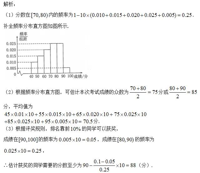 高中数学中位数，百分位数例题