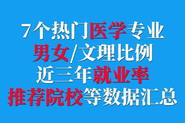 7个热门医学专业：男女/文理比例，就业率，推荐院校等数据汇总