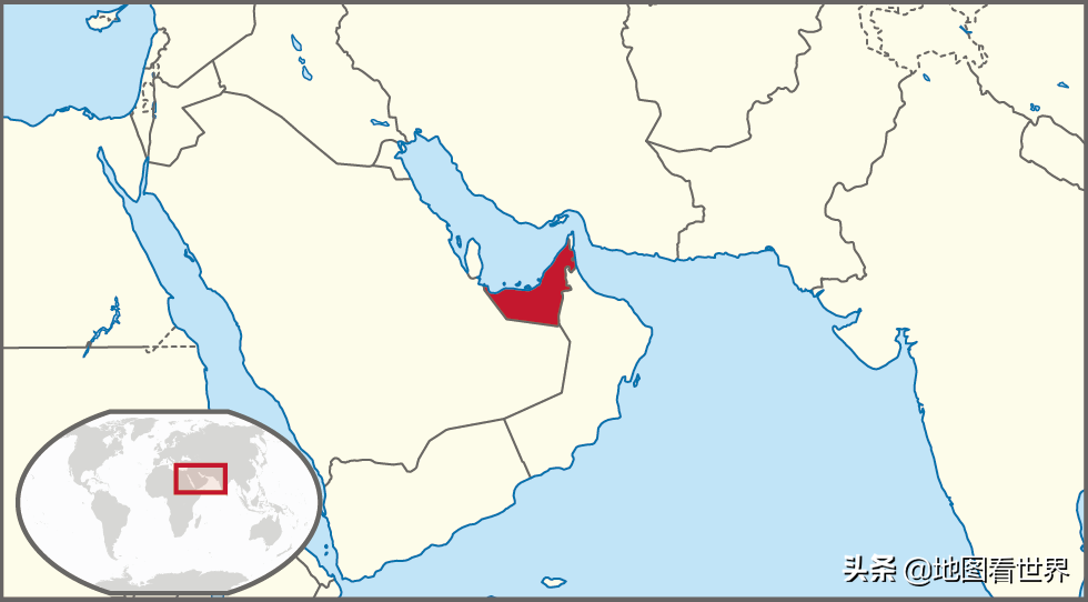 阿联酋地理位置图阿联酋全称阿拉伯联合酋长国,是唯一的国名中带"酋长