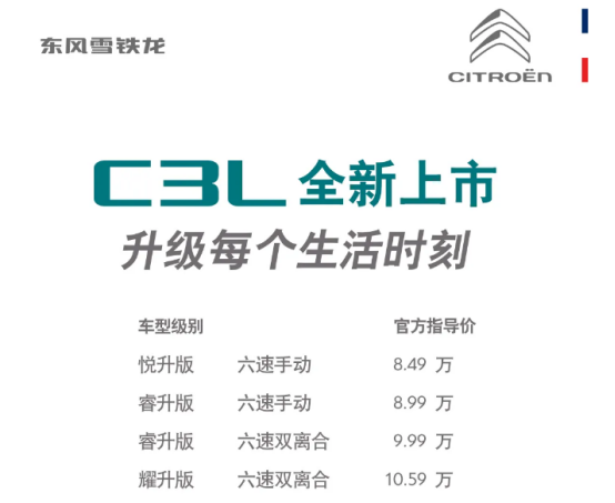 价格与爱丽舍相当！东风雪铁龙车型上市，城乡小年轻的最爱？