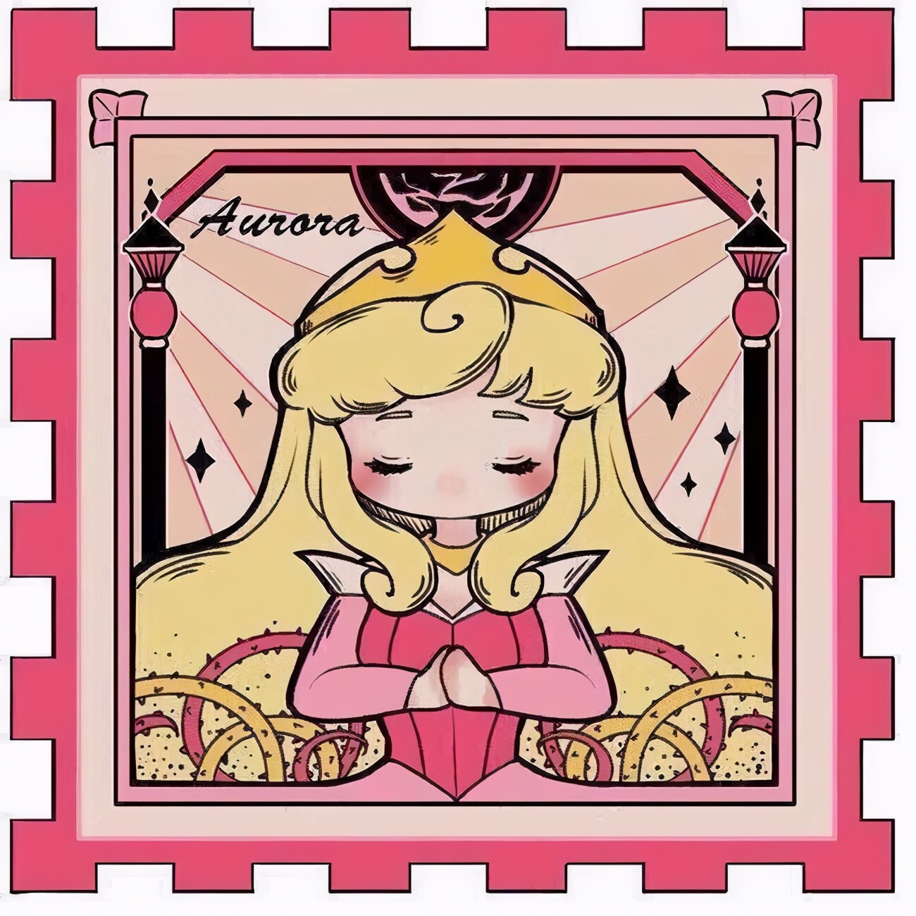 画师绘制迪士尼公主小头像,贝儿最喜欢玫瑰花,爱丽儿怎么哭了