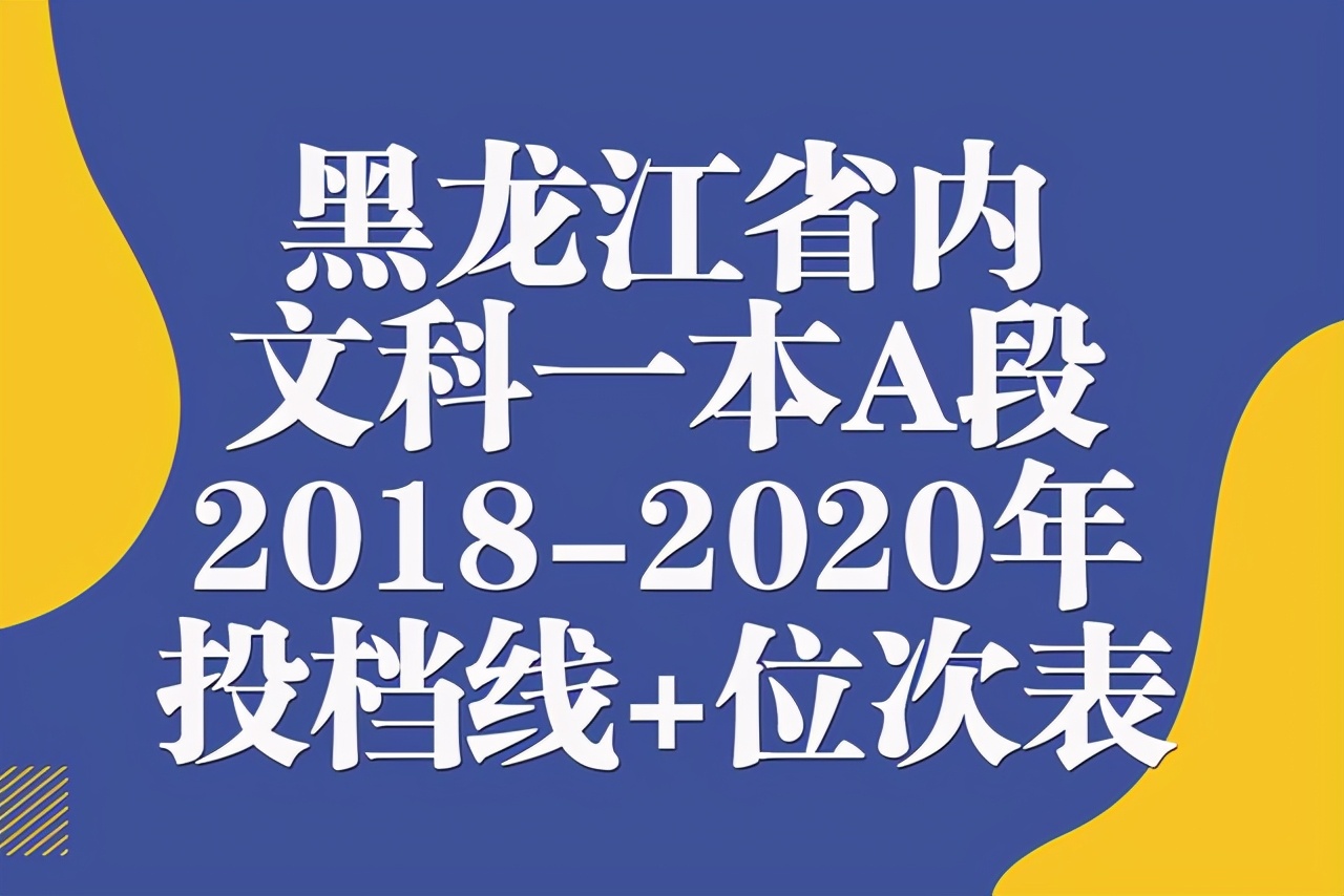 黑龙江省文/理科一本A段：2018-2020年投档线+位次表