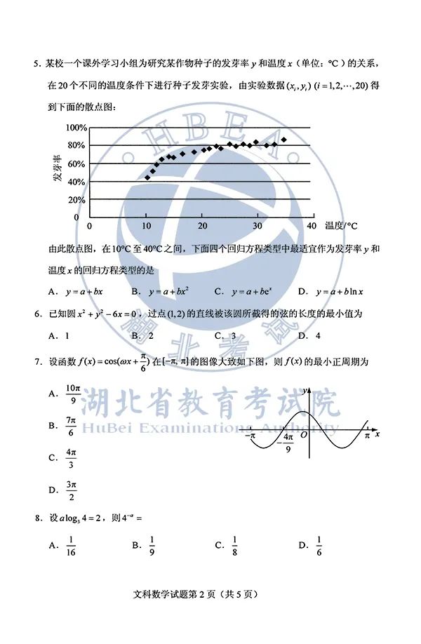 2020湖北高考各科试卷+参考答案出炉