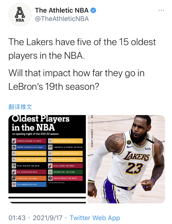 nba球员为什么年龄大了(美媒统计NBA年龄最大十五名球员：湖人独占五席，詹姆斯排名第四)