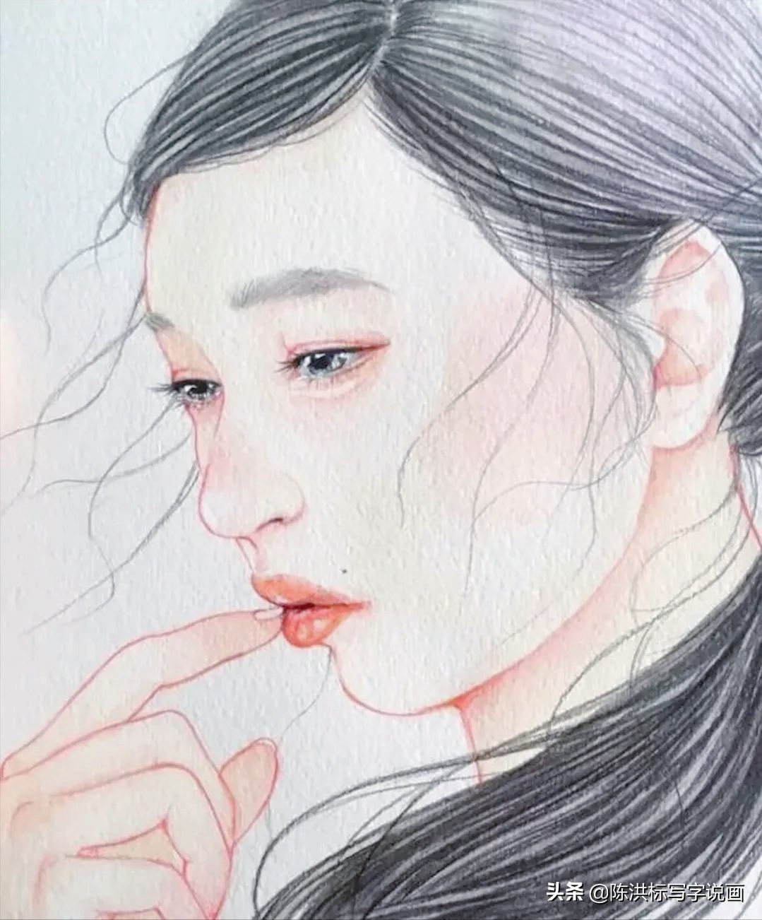 画中的人体太真实，少女伤心的泪水清晰可看，神情楚楚可怜惹人爱