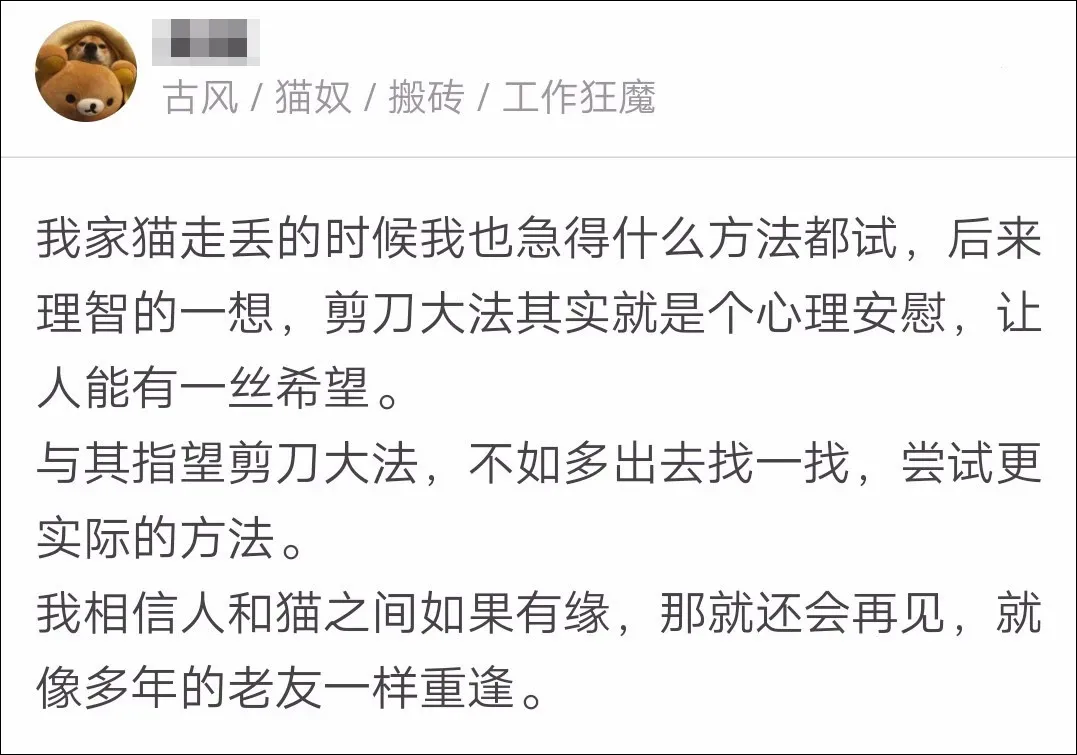 “剪刀大法”真的能找回走丢的猫？我信了