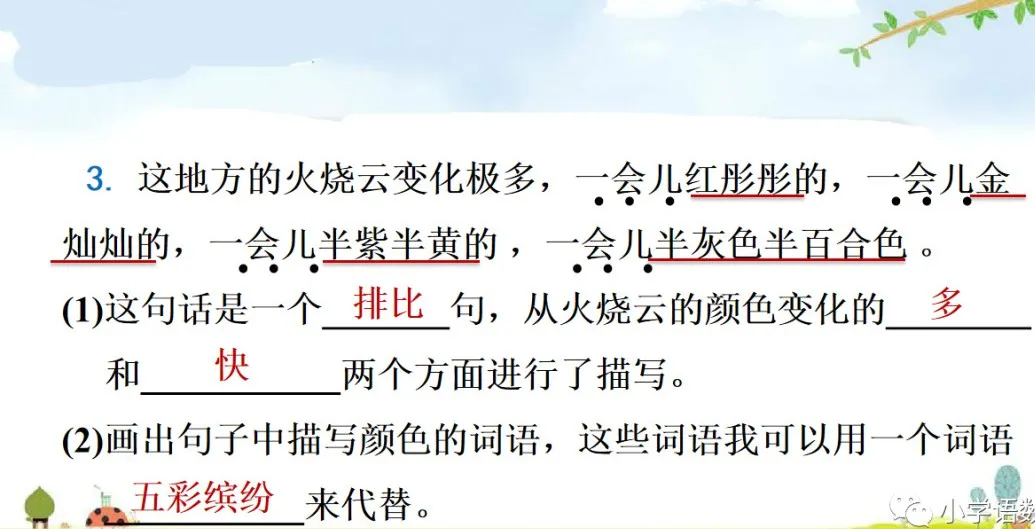 统编语文三年级下册第24课《火烧云》知识点+图文解读+课堂练习