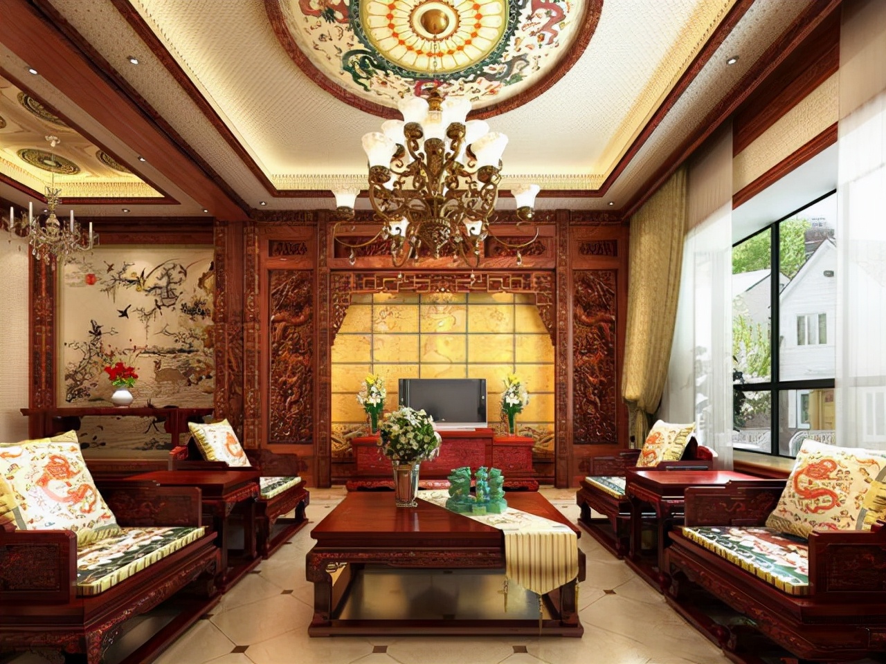 这才叫中式风，218㎡古典别墅，里面的红木装修太美了