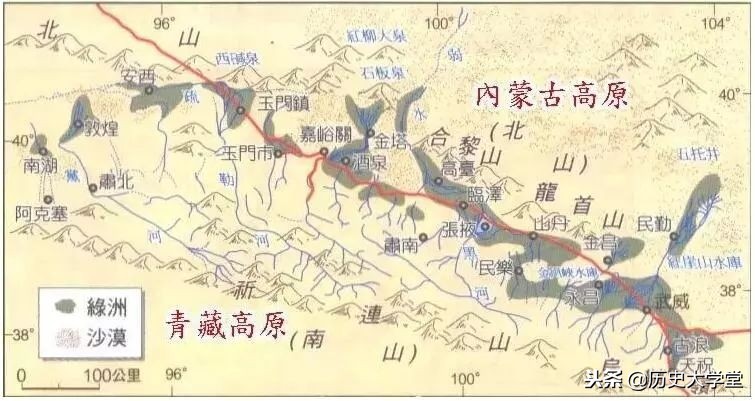 河西走廊位于什么以西的地方，河西走廊位置示意图知识点