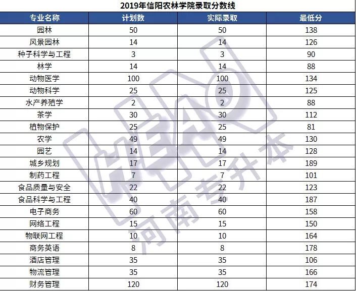 「学长整理」25所院校2019年河南专升本各专业录取分数线汇总