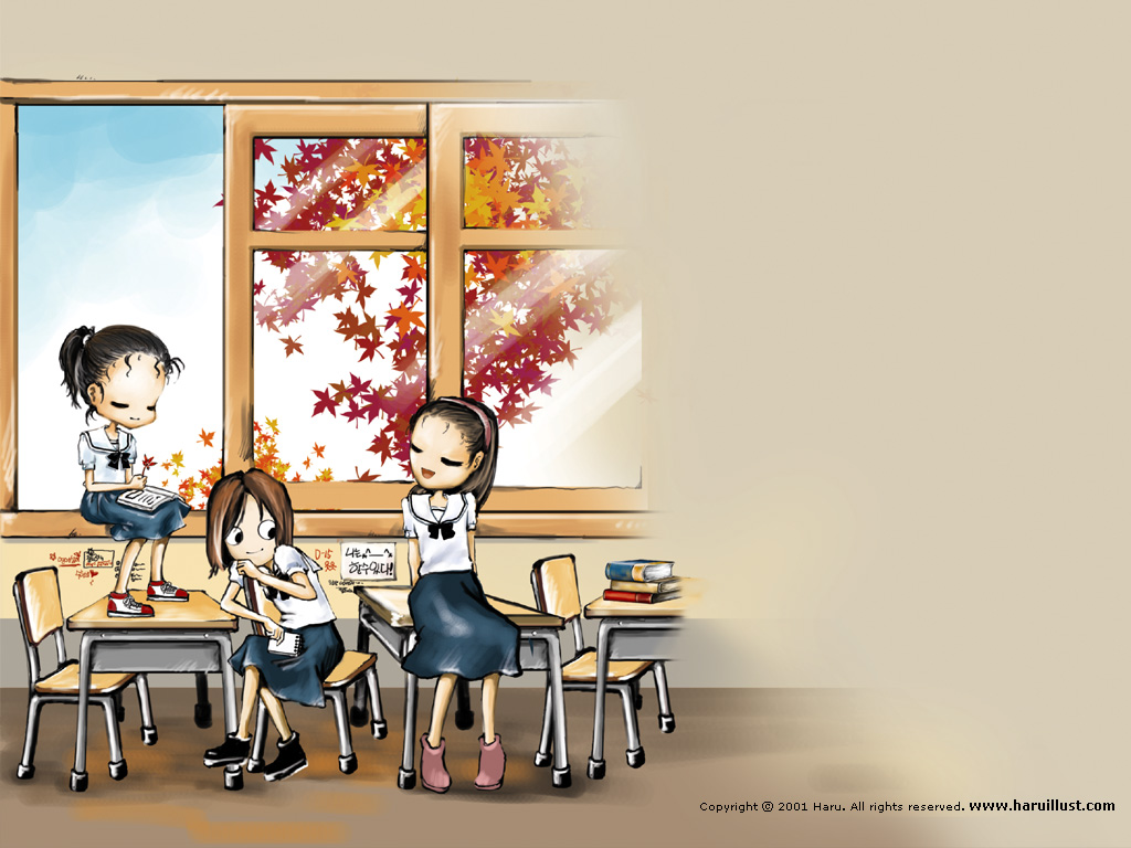 浪漫卡通图片壁纸(今天分享一组韩国系列卡通壁纸，爱情卡通，浪漫卡通设计素材)