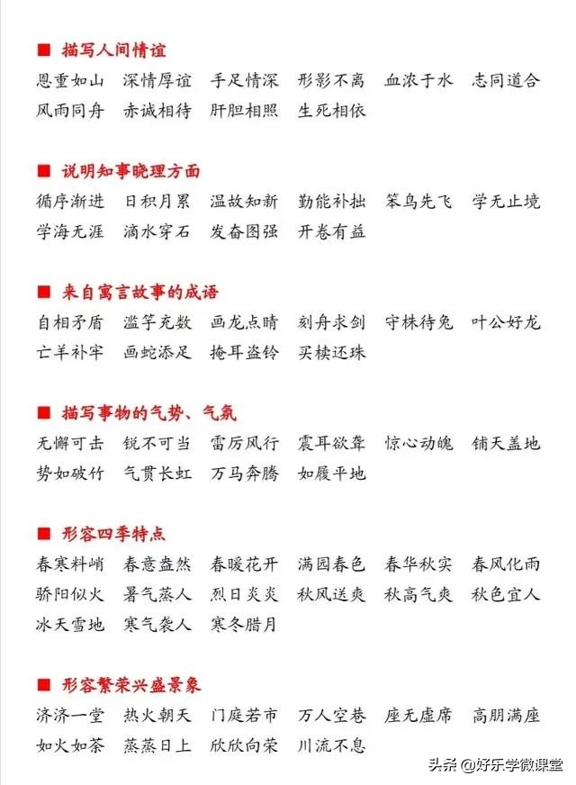 想要作文得高分？多用4个字，58种成语分类值得收藏