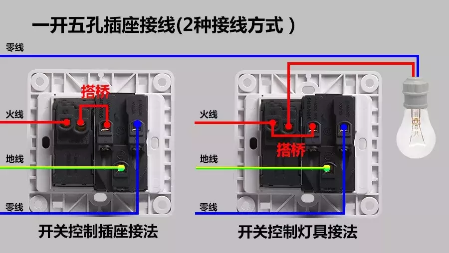 墙壁开关插座安装接线图解