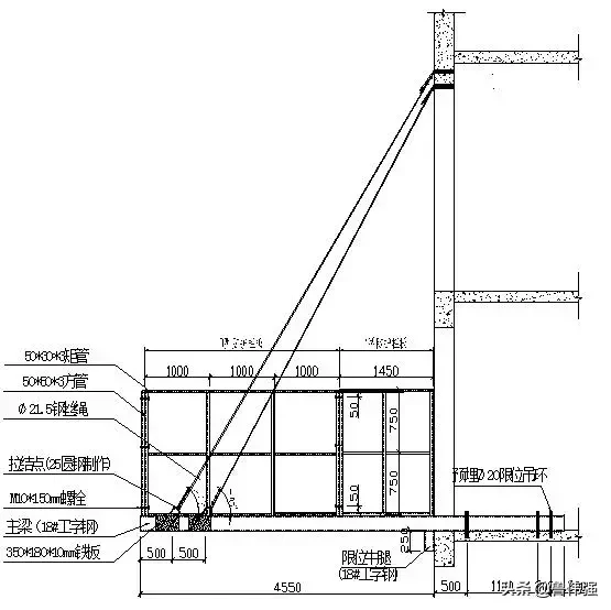 悬挑式卸料平台制作施工技术交底，详细做法及示意图