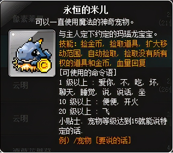 冒险岛宠物相关知识科普