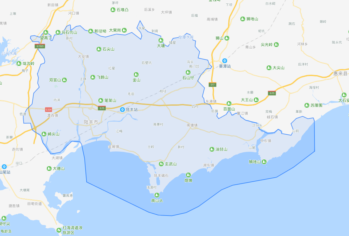 广东省陆丰市,清朝置县,取旧陆安及海丰各一字为名