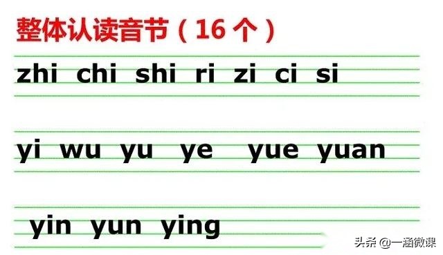 整体认读音节图文解析（整体认读音节16个）