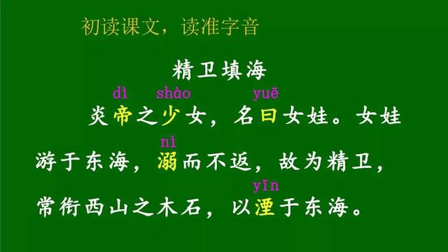 淹死在东海里没有返回,就变成了精卫鸟,常常衔着西山的树枝和石子