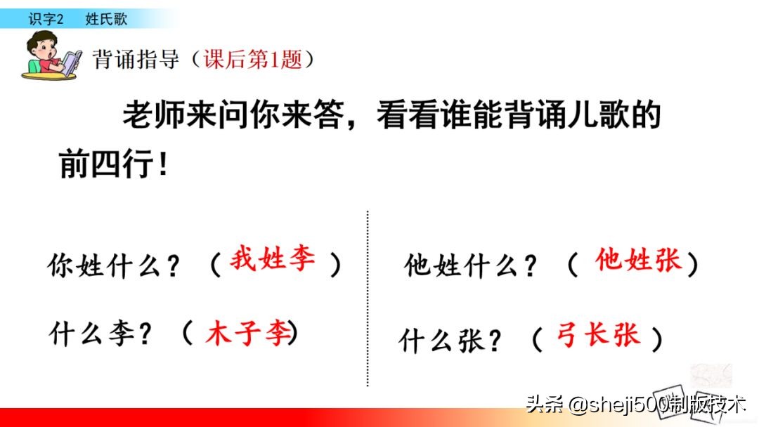 【预习】部编版一年级语文下册识字2《姓氏歌》知识点+图文讲解