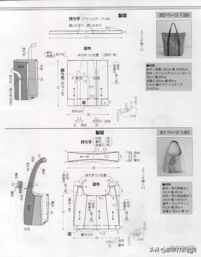 自制双肩包教程有尺寸（双肩包手提包裁剪纸样）