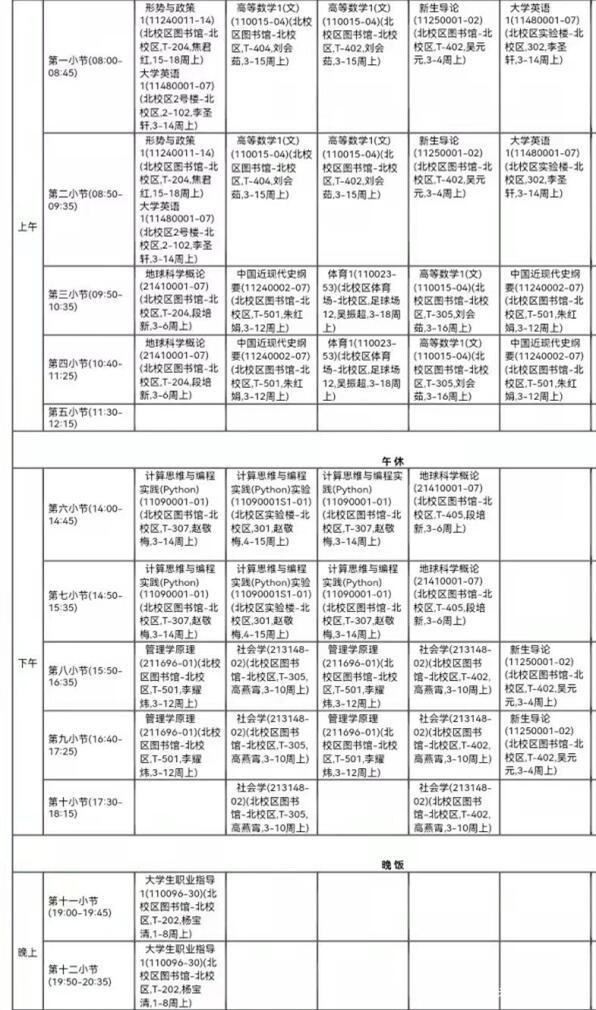 大学生课程表火了，全天被安排得明明白白，说好的上大学就轻松呢