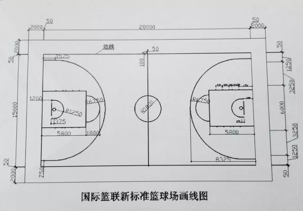 篮球场划线图纸(初中生设计多功能球场：篮球场切换为羽毛球场只需1秒钟)
