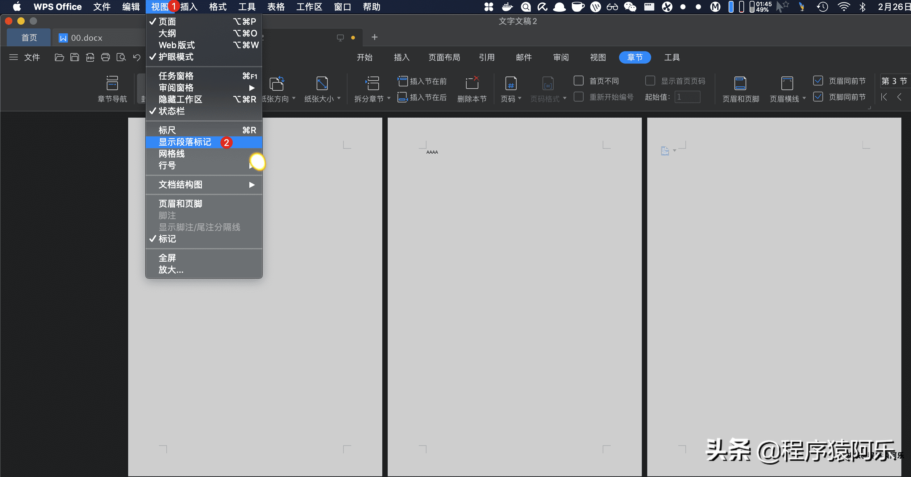 Mac下删除Word里的某一页(Wps)