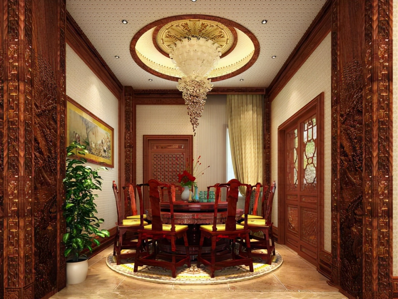 这才叫中式风，218㎡古典别墅，里面的红木装修太美了