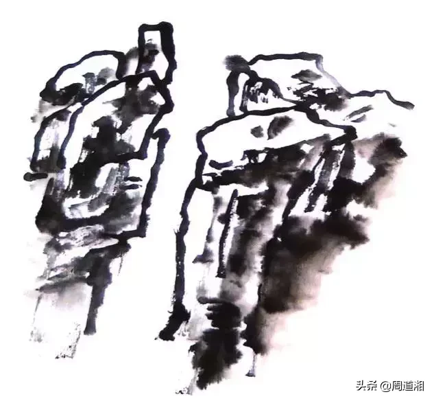 国画教程|山的表现方法、山石墨法及山坡路径、泉水瀑布的画法