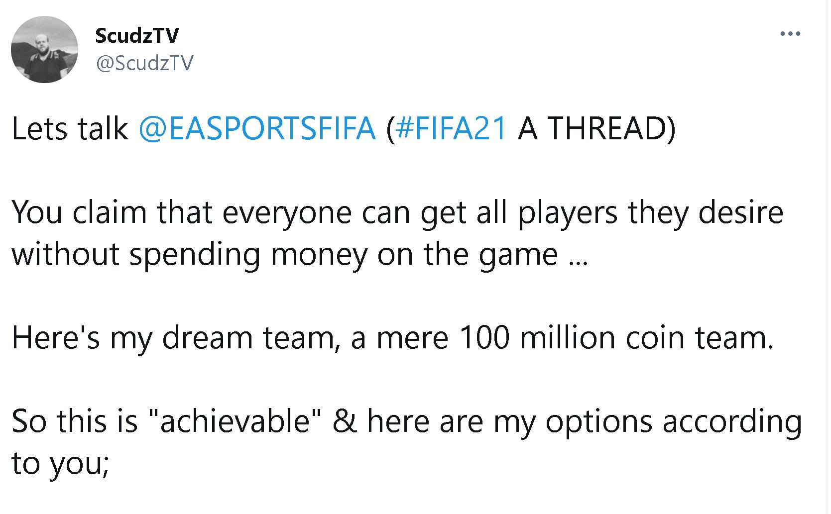 fifa21刷金(玩家吐槽FIFA21中组建梦之队：要花8万英镑或者玩916天)