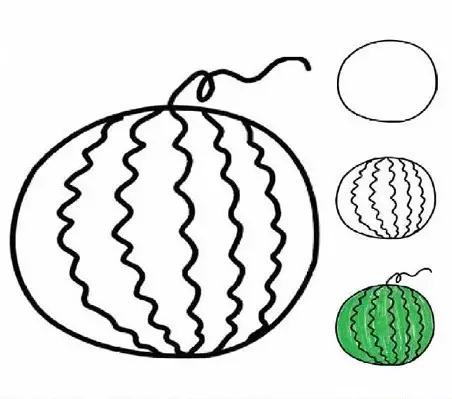 一牙西瓜画法如下:涂上自己喜欢的颜色就可以啦:一小牙西瓜画法如下