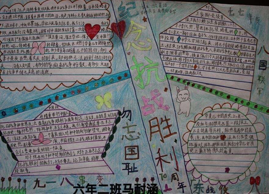 纪念抗日战争胜利75周年公园路小学手抄报展