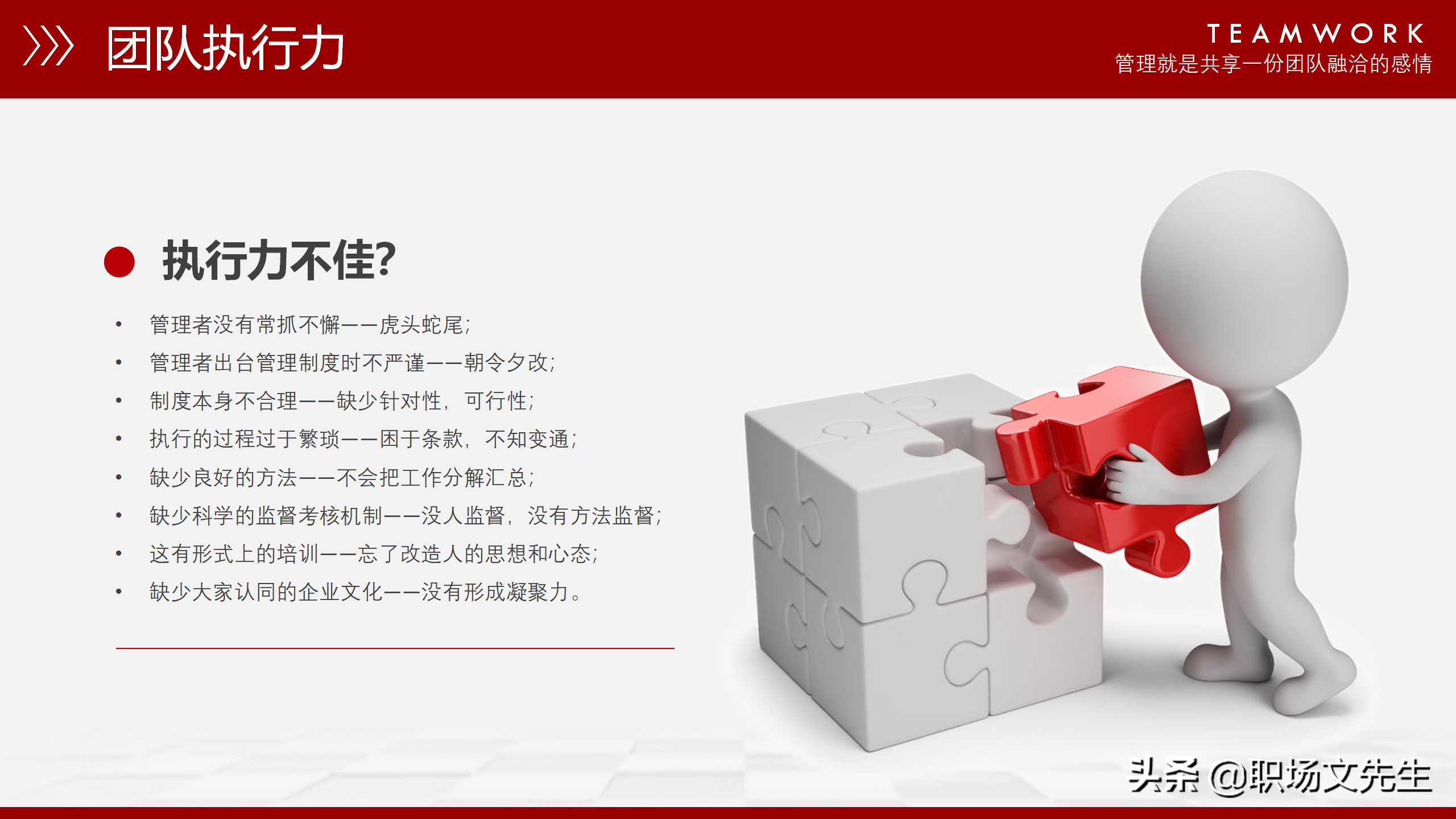 团队能量积聚于一体，37页团队管理培训课件，管理人员带头作用