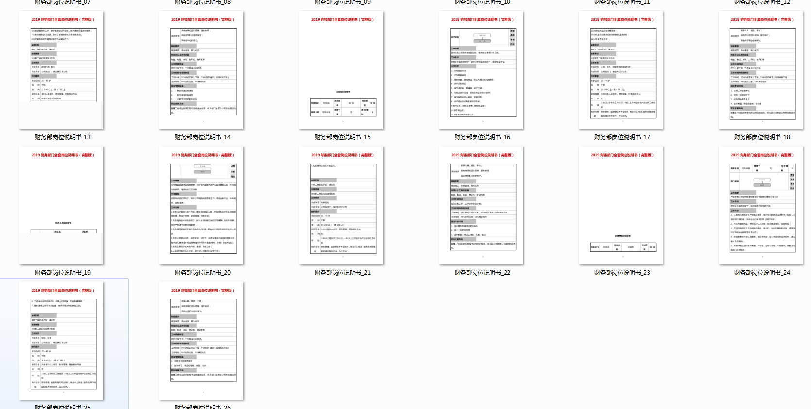 2019财务部从收银员到财务总监完整一套岗位说明书（非常实用）