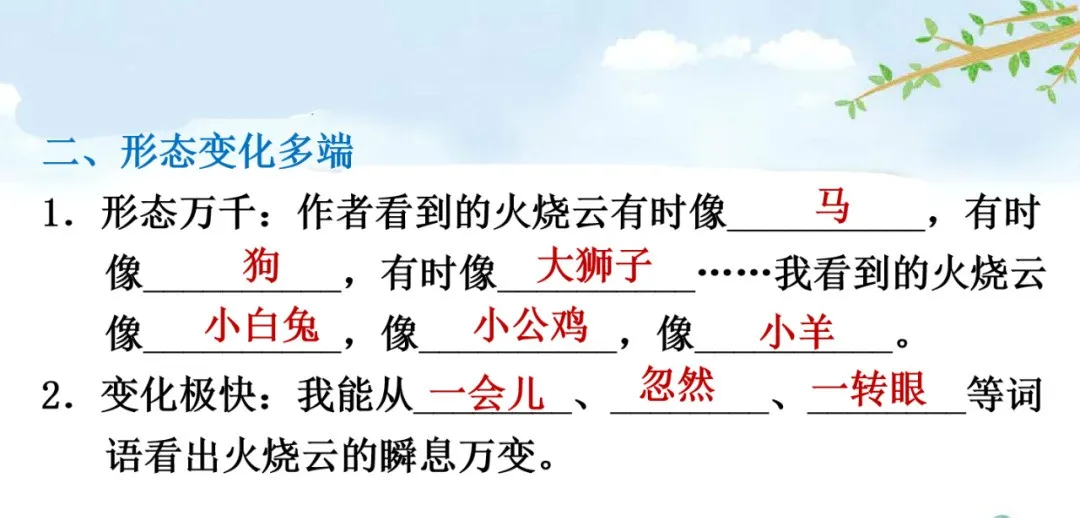 统编语文三年级下册第24课《火烧云》知识点+图文解读+课堂练习