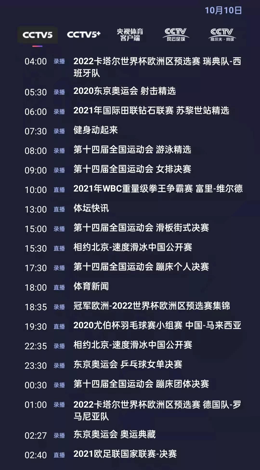 CCTV5今日节目单：19:30尤伯杯羽毛球赛-小组赛(中国-马来西亚)
