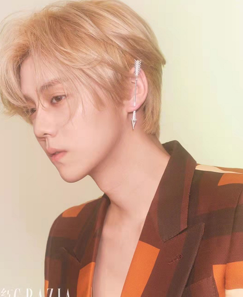 31岁鹿晗扮嫩无压力!穿粉西装染金发登周年刊享顶流待遇,超帅气