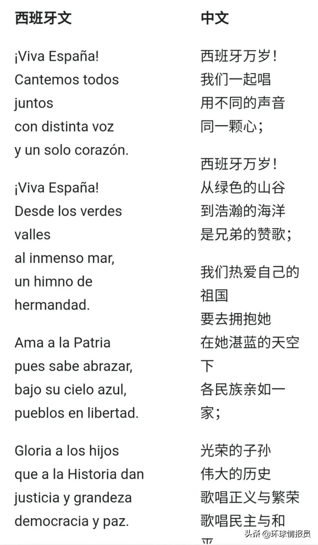 2010世界杯西班牙助威歌(西班牙国歌，为什么没有歌词？奏国歌时西班牙运动员只能沉默)