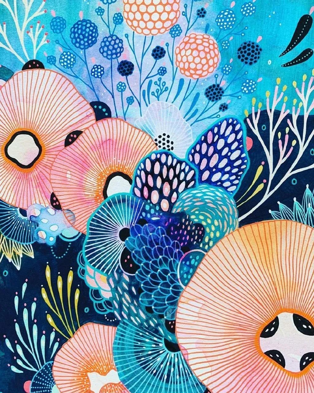 效果丰富多彩的肌理效果比如这几张彩色创意线描都明显优于其他同学