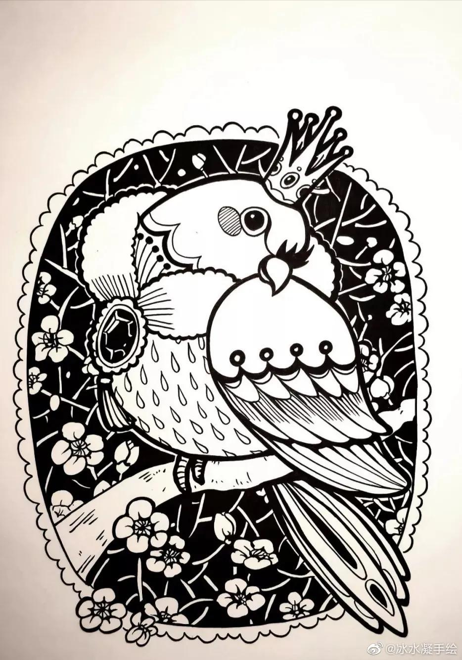 多种儿童线描装饰表现技法,张张精美有趣!画画过程值得大家学习